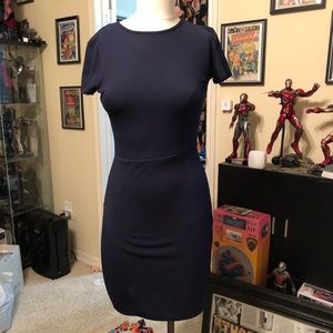 Daisy Street size small mock wrap navy blue dress